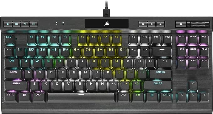 Corsair K70 RGB TKL Optisch-mechanische Gaming-Tastatur (RGB-LED-Hintergrundbeleuchtung, OPX-Tastenschalter, AXON Hyper-Processing-Technologie) Schwarz, CH-911901A-DE