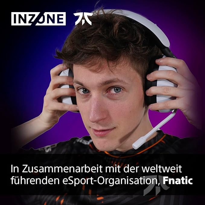 Sony INZONE H9 - Kabelloses Gaming Headset mit Noise Cancelling, 360-Raumklang für Gaming, bequeme Passform, 32h Akku, geringe Latenz, hochwertiges Boom-Mikrofon, kompatibel mit PC & PS5 - Weiß