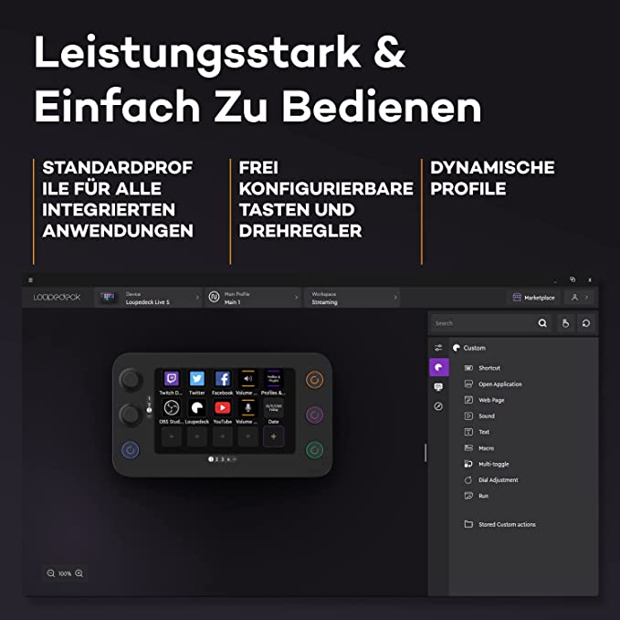 Loupedeck Live S - Die Konsole für volle Stream-Kontrolle, Produktivität und Content Creation. Mit anpassbaren LED-Touch-Buttons, Drehreglern und RGB-Tasten. Für Mac und Windows Loupedeck Live S - Die Konsole für volle Stream-Kontrolle, Produktivität und Content Creation. Mit anpassbaren LED-Touch-Buttons, Drehreglern und RGB-Tasten. Für Mac und Windows